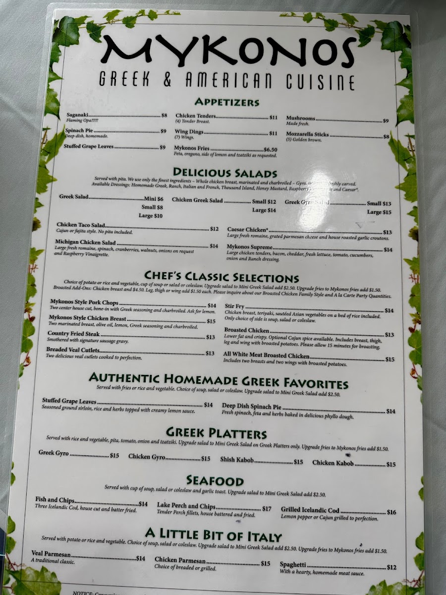 Mykonos Restaurant Menu - Image 2
